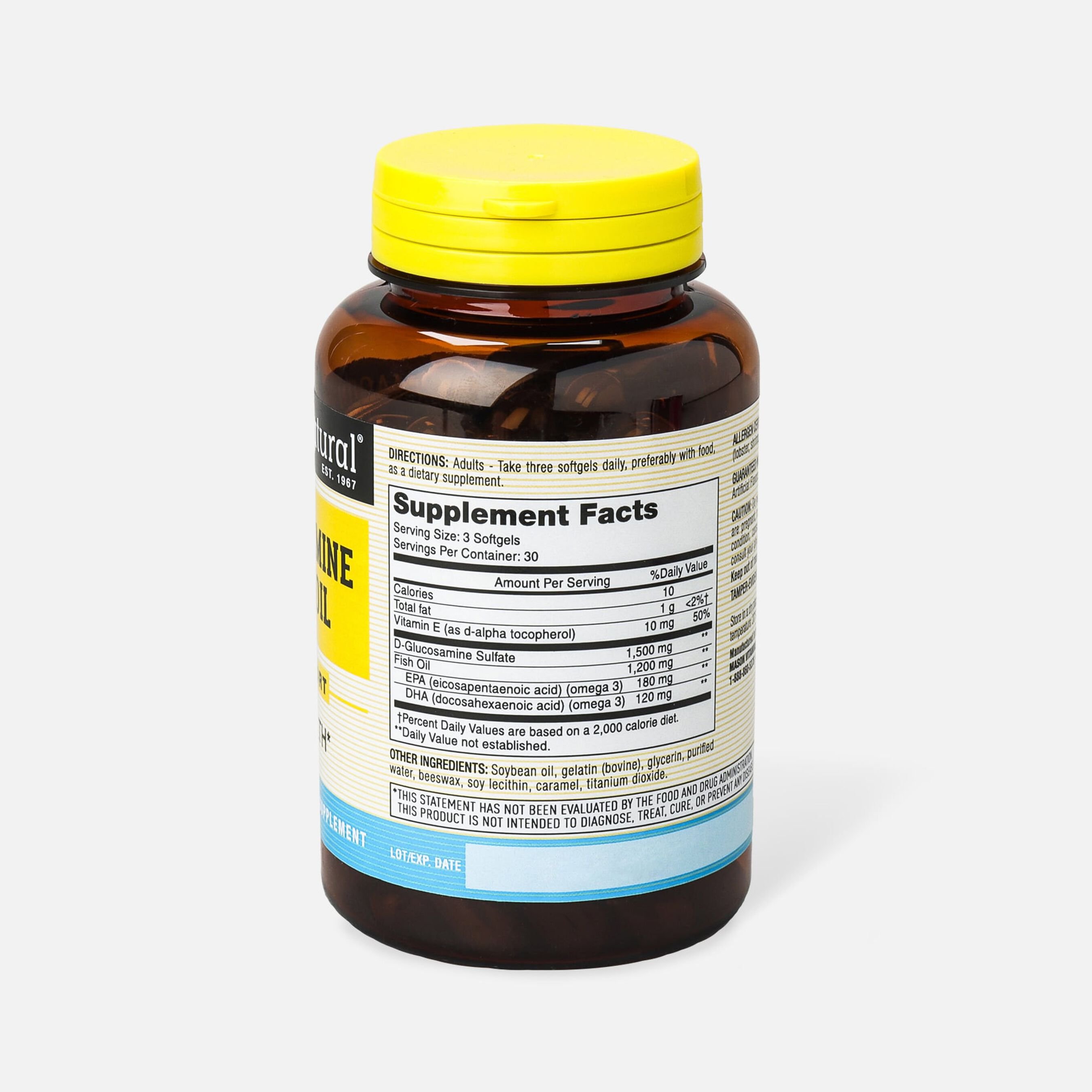 HSA Eligible Mason Vitamins Natural Glucosamine & Fish Oil, 90 softgels